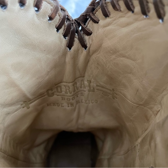 CORRAL Leather Laced Studded Embroidered Snip Toe Cowgirl Boots R1217 western - Picture 7 of 11